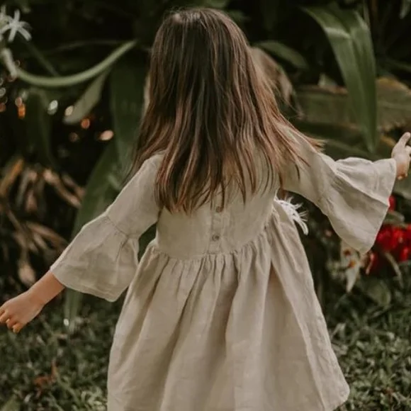 Charming Cream Kids Dress - Picture 1 of 2